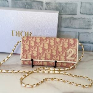 Christian Dior Monogram Girly Flap long Wallet on a Chain